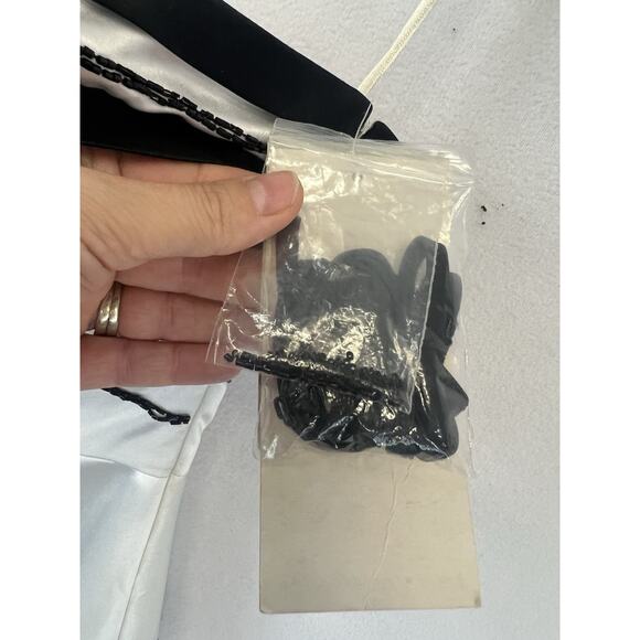 Y2K Xcite White Dress black beads hot pink Tulle Rock, Goth, Edgy 6 Prom formal - Picture 6 of 16